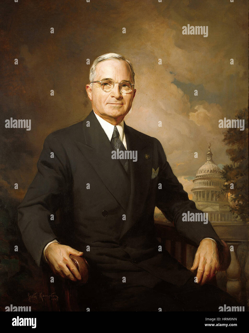 Truman (1884-1972) offizielle Porträt als 33. Präsident der Vereinigten Staaten im Jahre 1945 Stockfoto