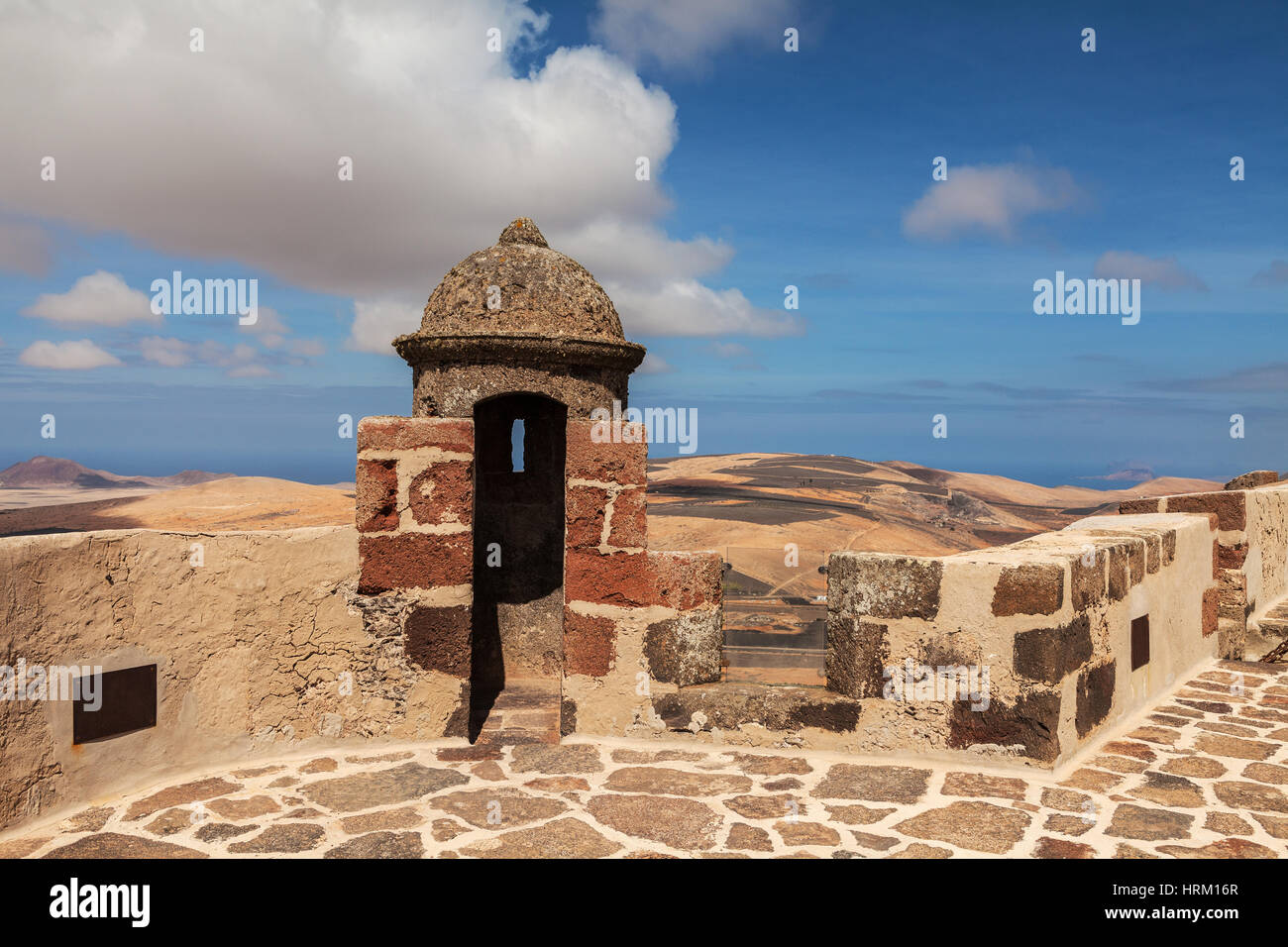 Landschaft von Schloss de Santa Barbara. Lanzarote, Kanarische Inseln, Spanien. Stockfoto