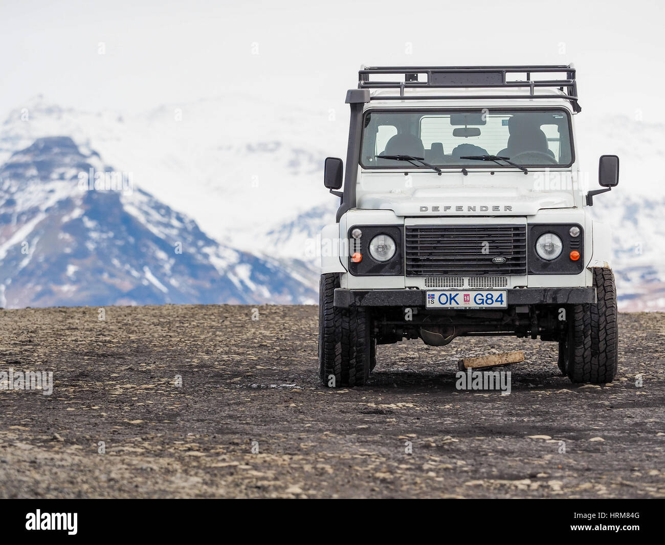 Island Mar 2016 Land Rover Defender auf 5. März 2016 in Reykjavik