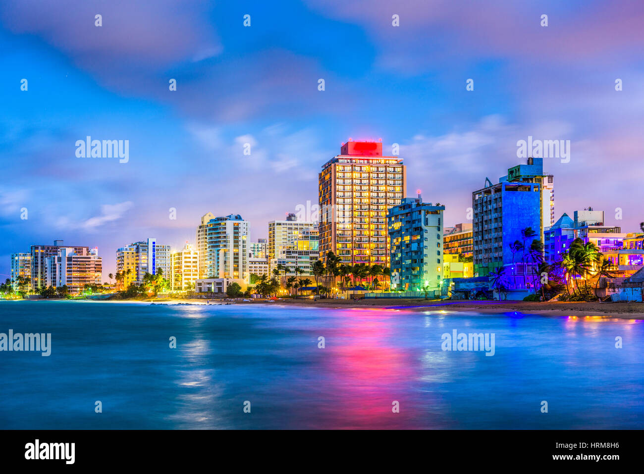 San Juan, Puerto Rico Resort Skyline auf Condado Beach Stockfotografie