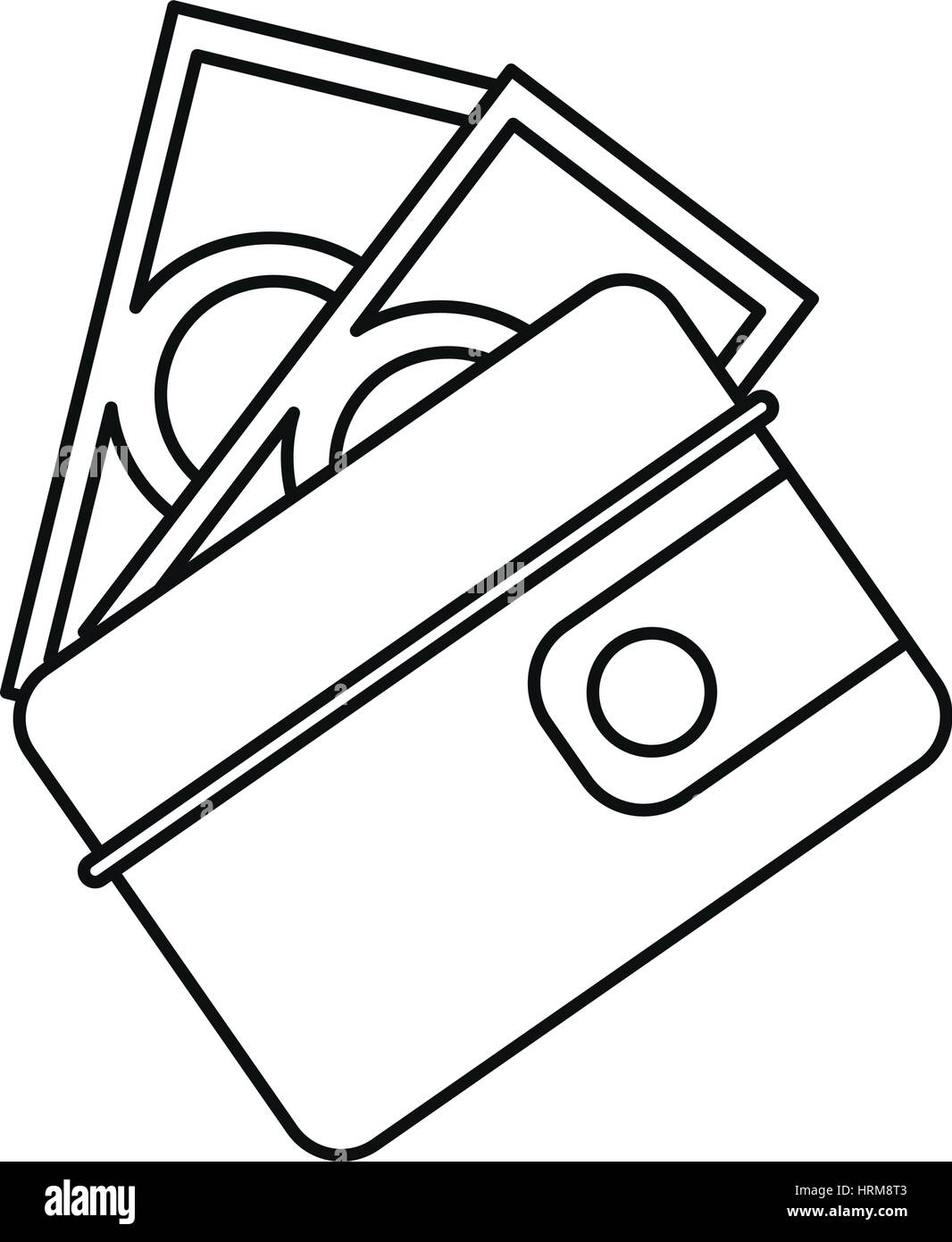 Brieftasche Dollar Geld Cash-dünne Linie Stock Vektor