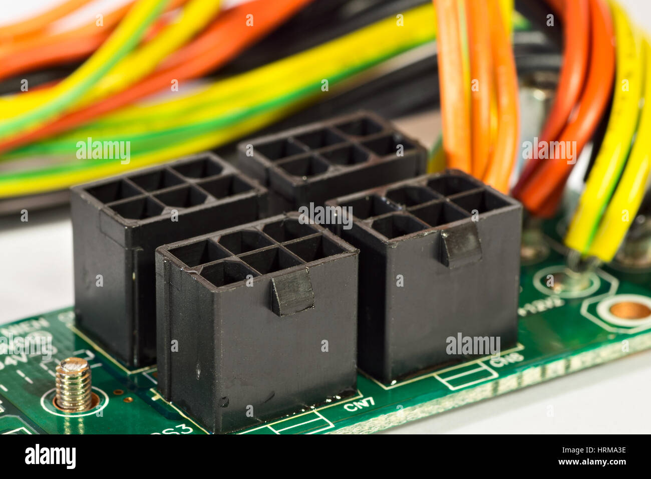 Anschlüsse des Power Supply Einheit Nahaufnahme Stockfoto