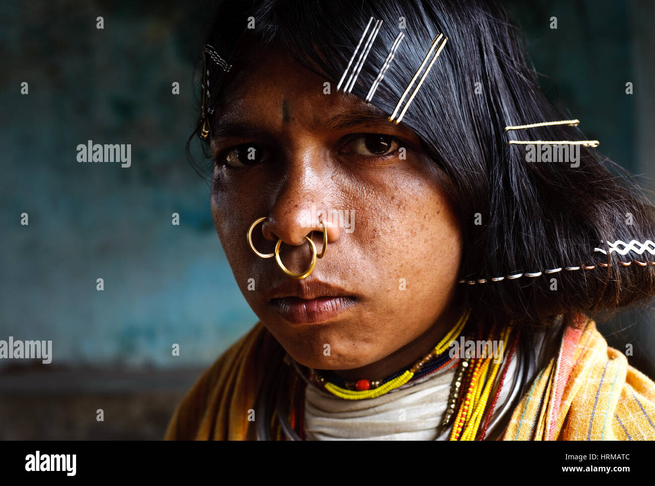 Frau aus dem Stamm Dongriya Kondh (Indien) Stockfoto