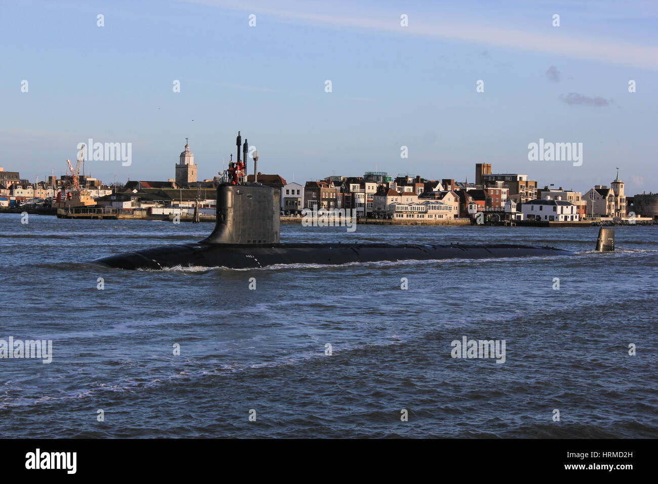Virginia-Klasse nuklearen u-Boot USS Newhampshire (SSN-778) kommt in Portsmouth Harbour Stockfoto