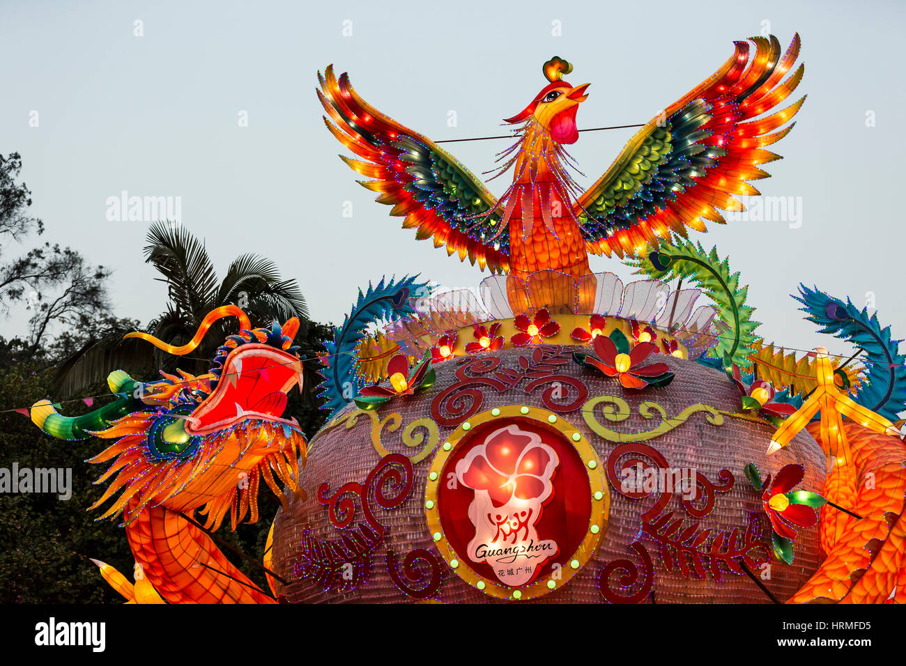 Guangzhou, China. Februar 2017. Lantern Festival Dekoration im Yuexiu Park Stockfoto