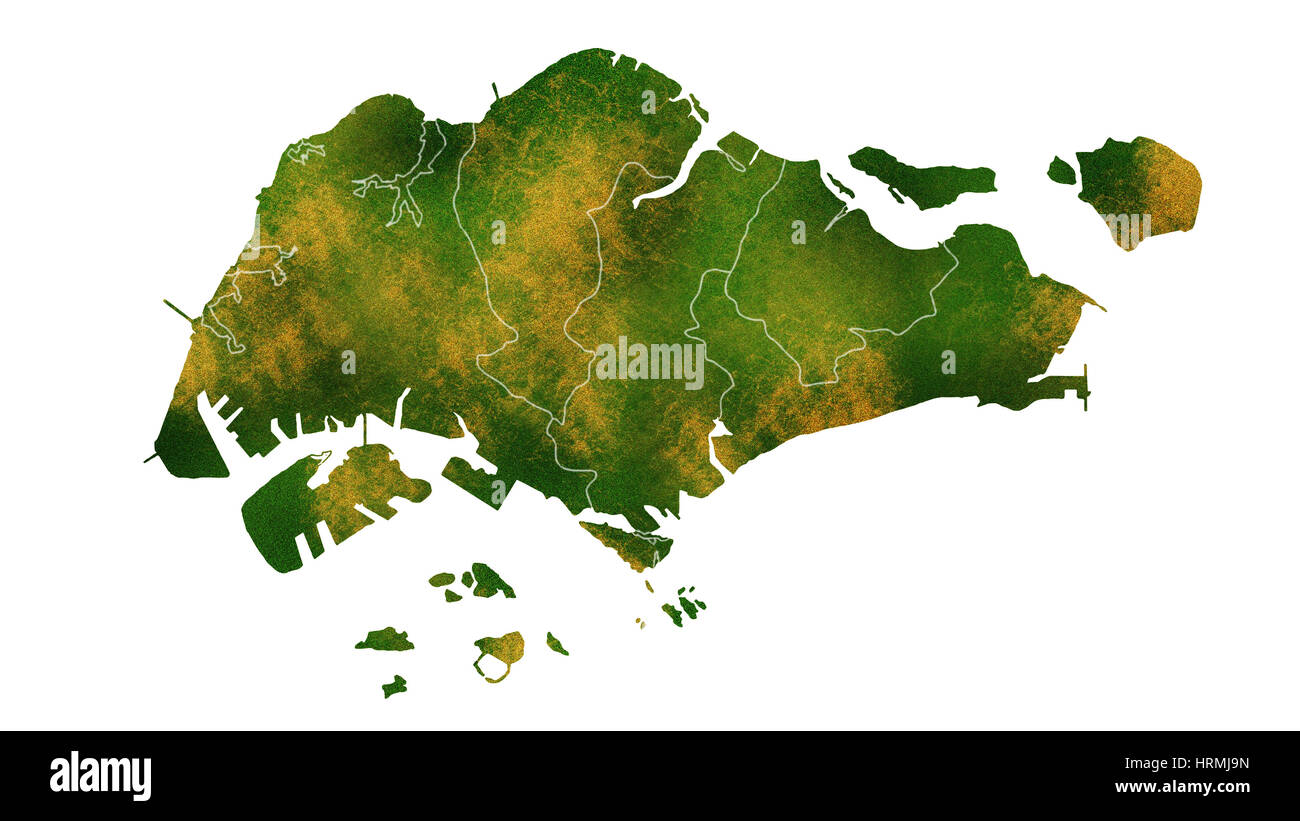 Singapur detaillierte Landkarte Visualisierung Stockfoto