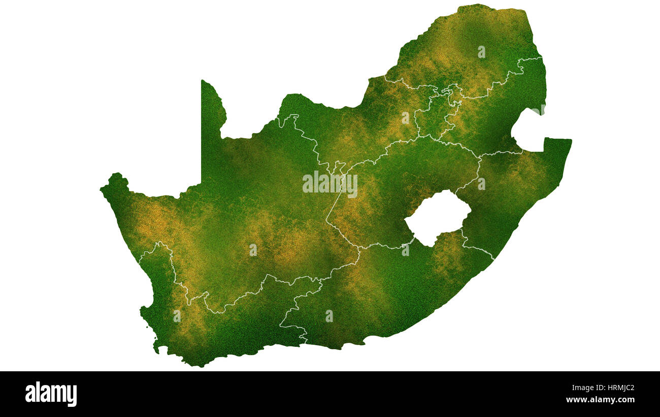 Südafrika detaillierte Landkarte Visualisierung Stockfoto