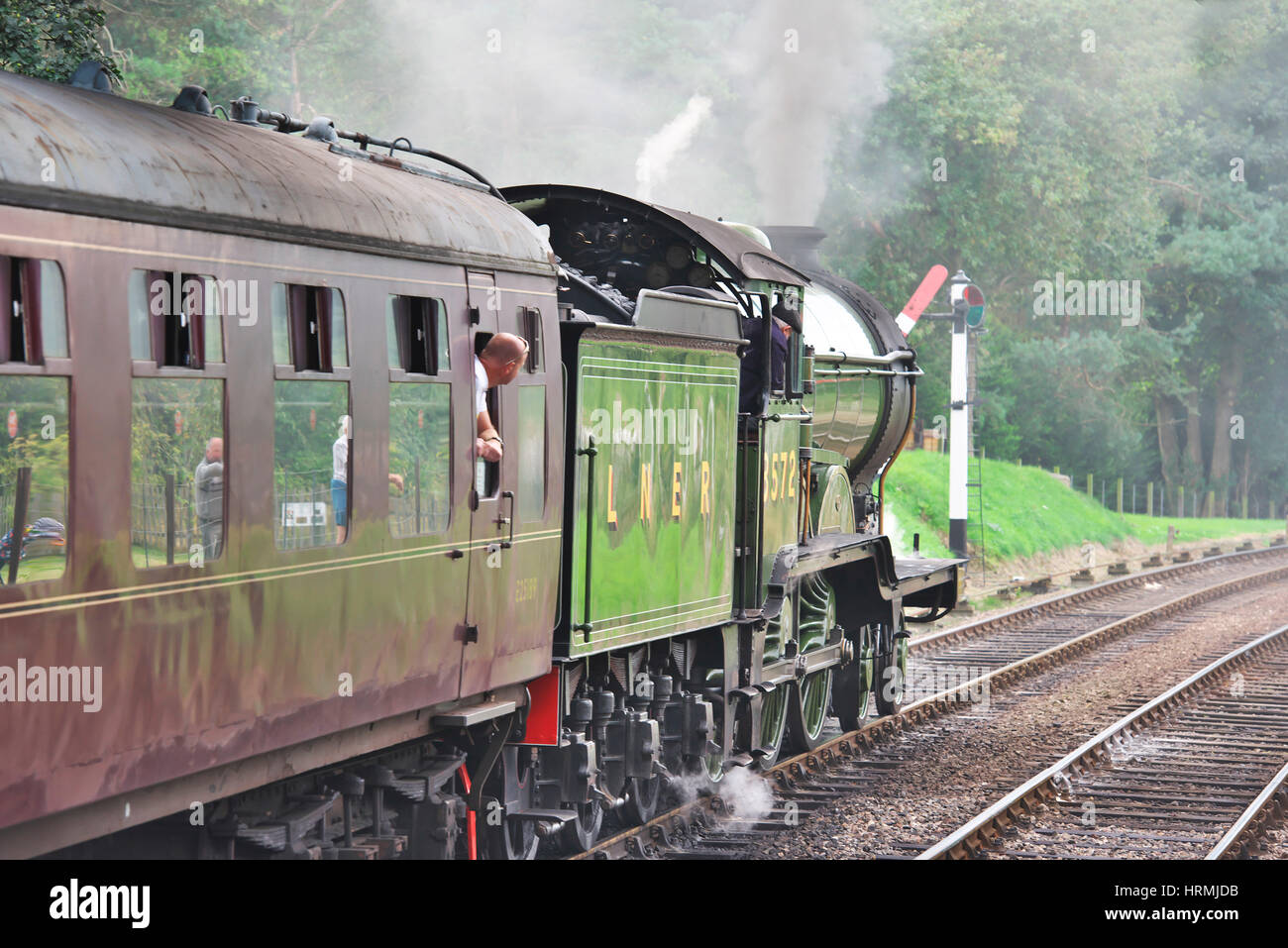 Dampflok auf der North Norfolk - Mohn Bahnstrecke am Weybourne Bahnhof Stockfoto