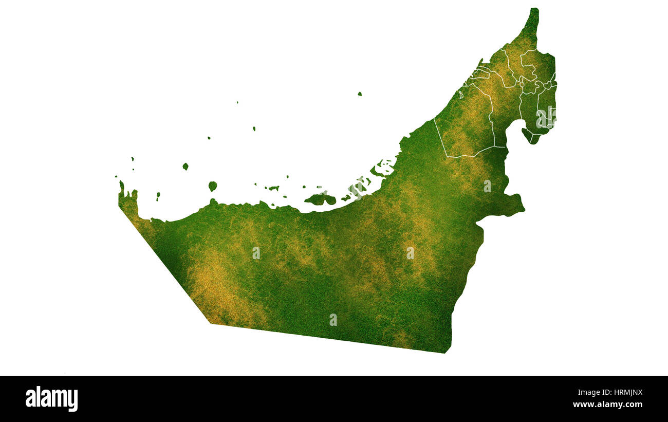 Vereinigte Arabische Emirate detaillierte Landkarte Visualisierung Stockfoto