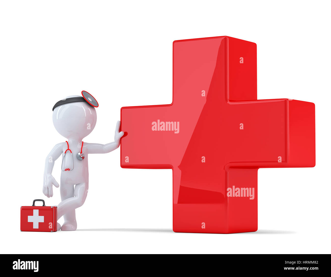 3D Arzt mit Kreuz Symbol. Medizinischer Service-Konzept. Isoliert. Clipping-Pfad  enthält Stockfotografie - Alamy
