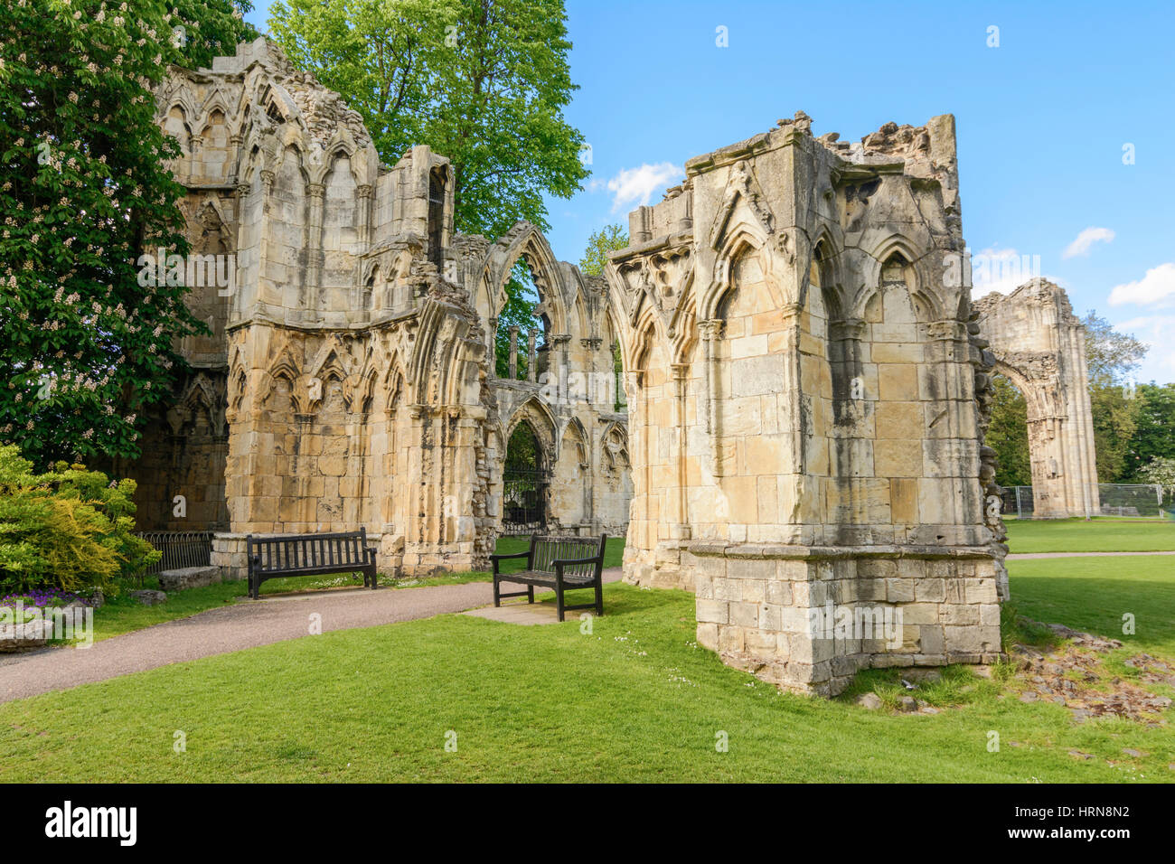 Ruinen der St. Marys AbbeyYork, UK Stockfoto