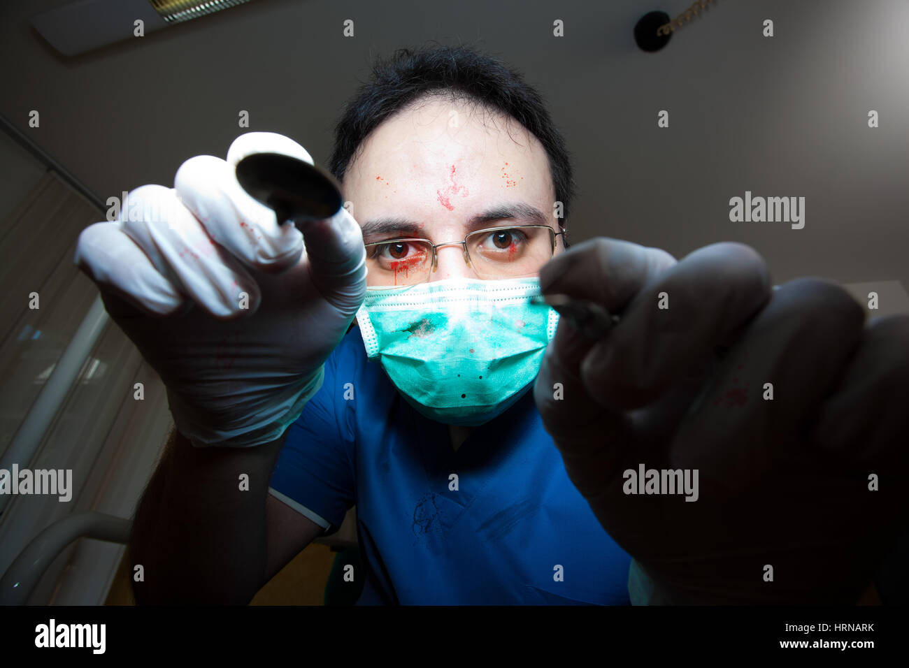 Verrückte Zahnarzt Stockfoto