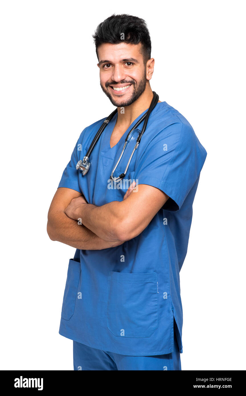 Gut aussehend männlichen Krankenschwester Porträt Stockfoto