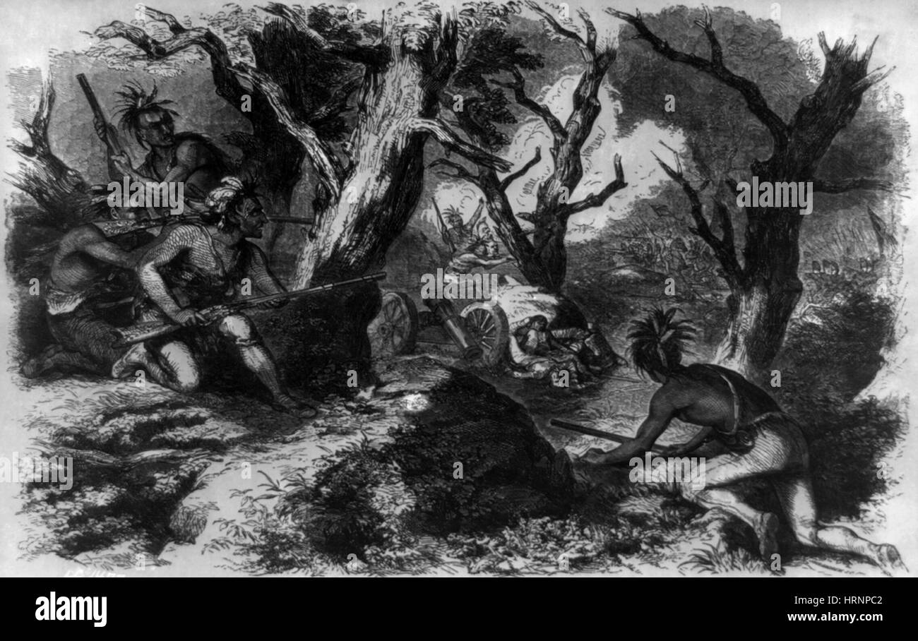 Franzosen- und Indianerkrieg Krieg, Braddocks Niederlage, 1755 Stockfoto