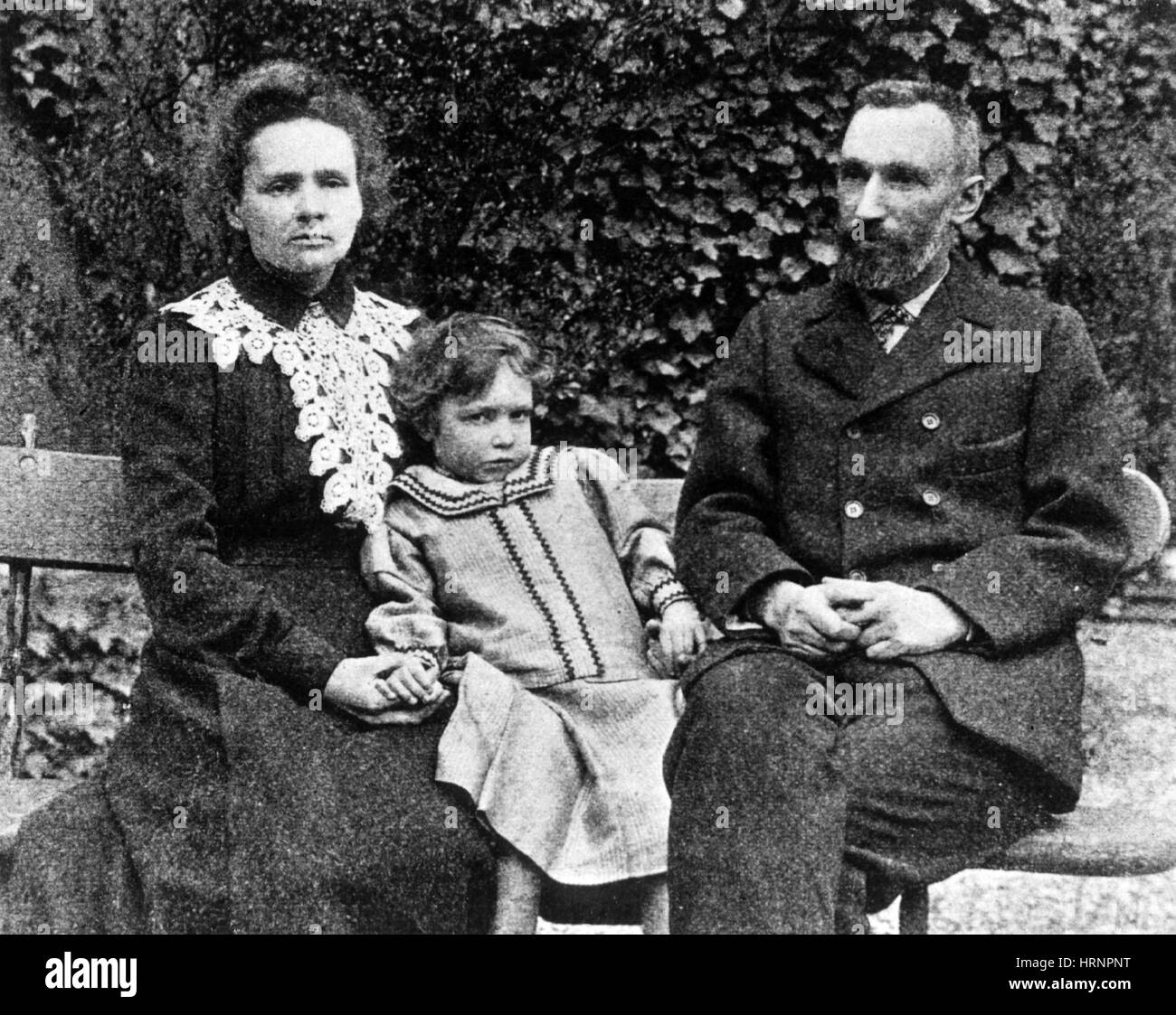 Irene, Marie und Pierre Curie, Nobelpreisträger Stockfoto