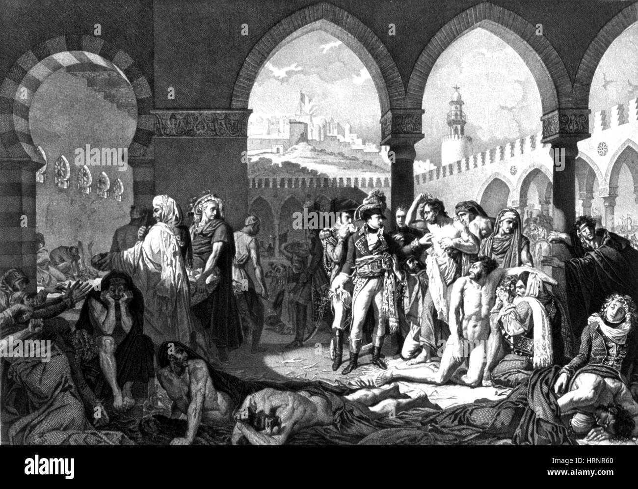 Napoleon besucht die Pestkranken in Ägypten, 1799 Stockfoto