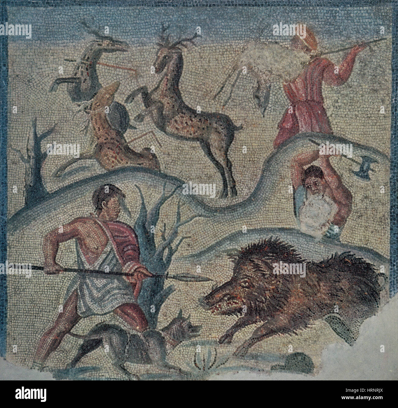 Römische Jagdgesellschaft, 2. Jahrhundert v. Chr. Stockfoto