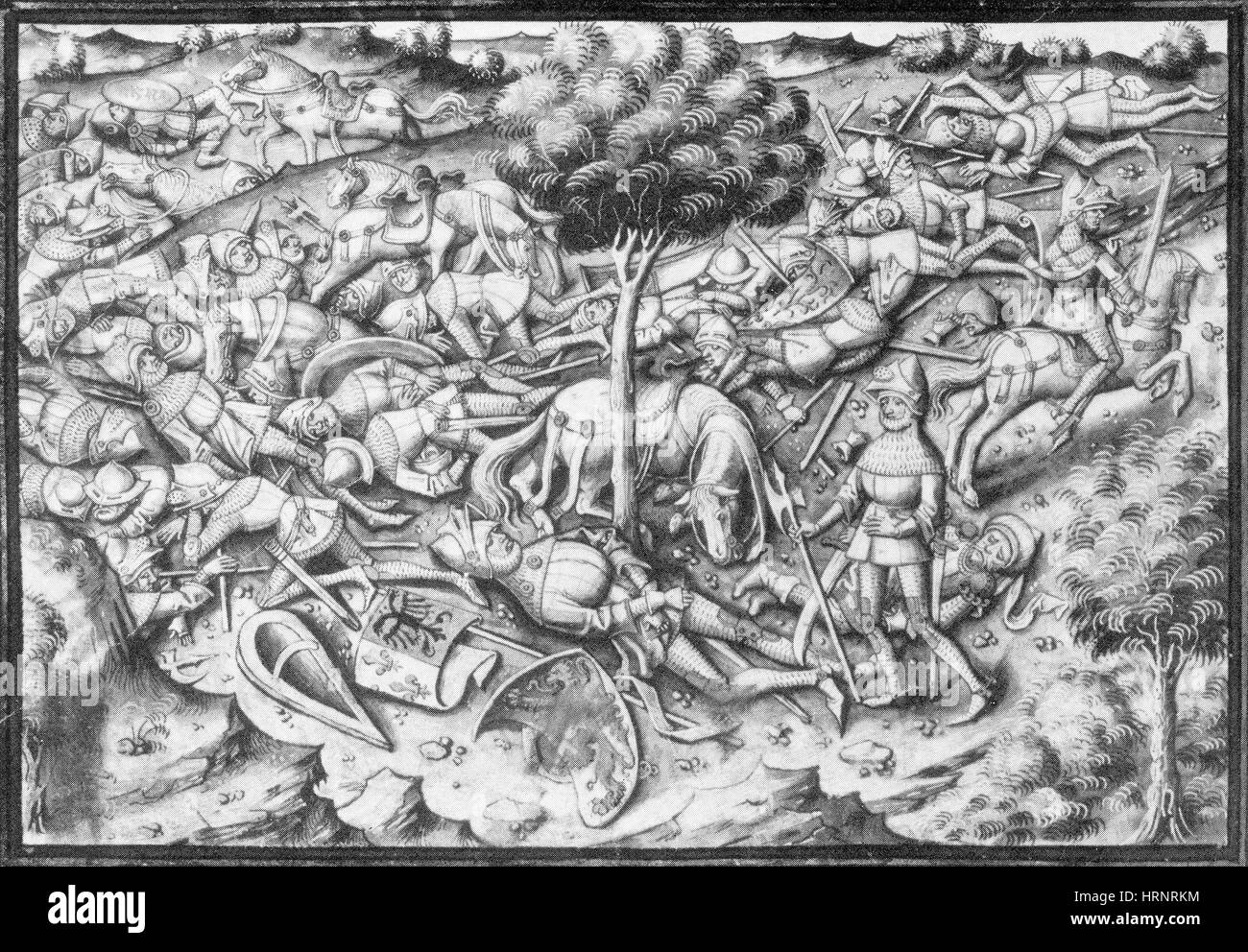 Tod von Roland in der Schlacht von Roncevaux Pass, 788 Stockfoto