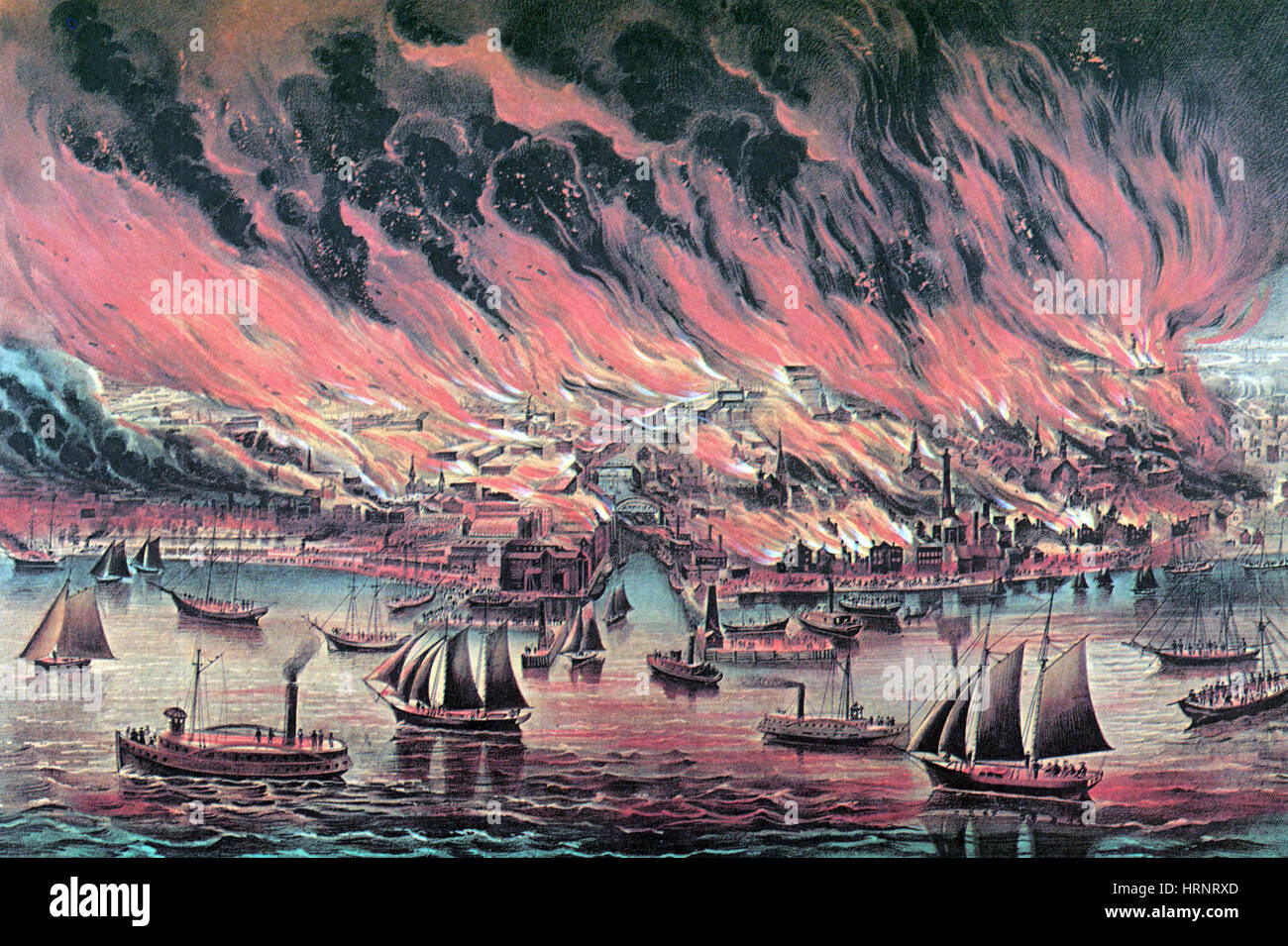 Das große Chicago Feuer, 1871 Stockfoto