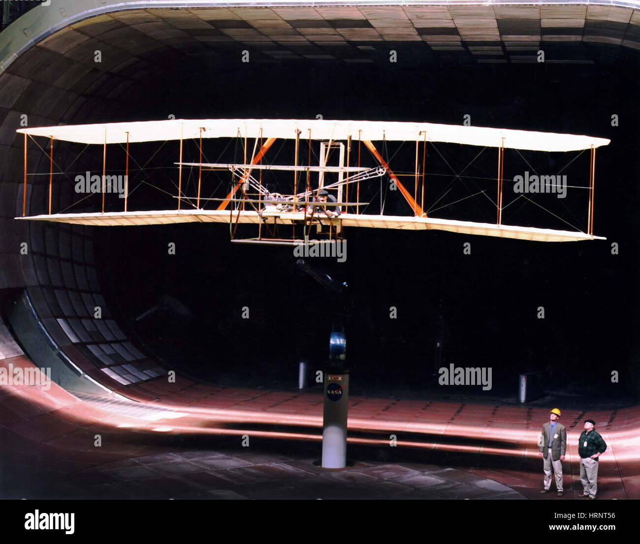 Wright Flyer Replica im Windkanal Stockfoto