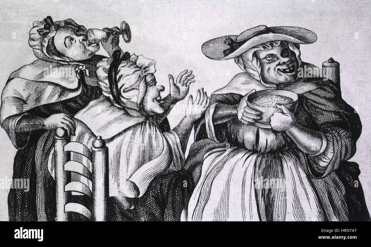 Karikatur von drei Alkoholikern, 1773 Stockfoto