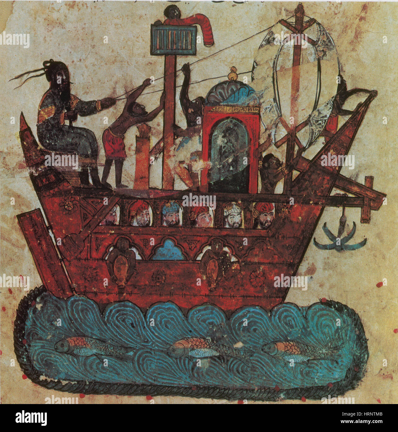 Arabische Handelsschiff, 13. Jahrhundert Stockfoto