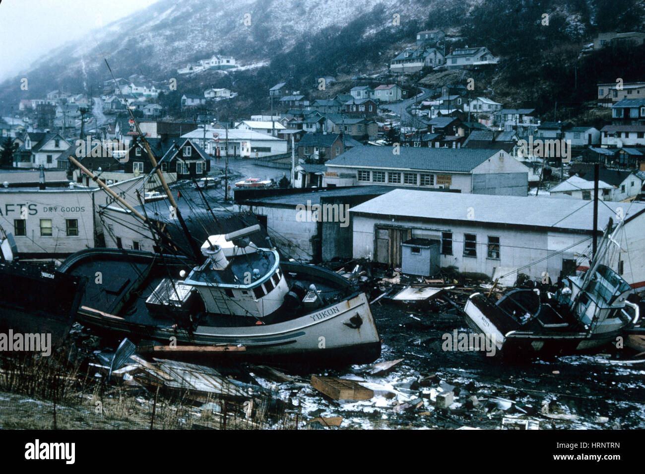 Große Alaska Erdbeben und Tsunami, 1964 Stockfoto