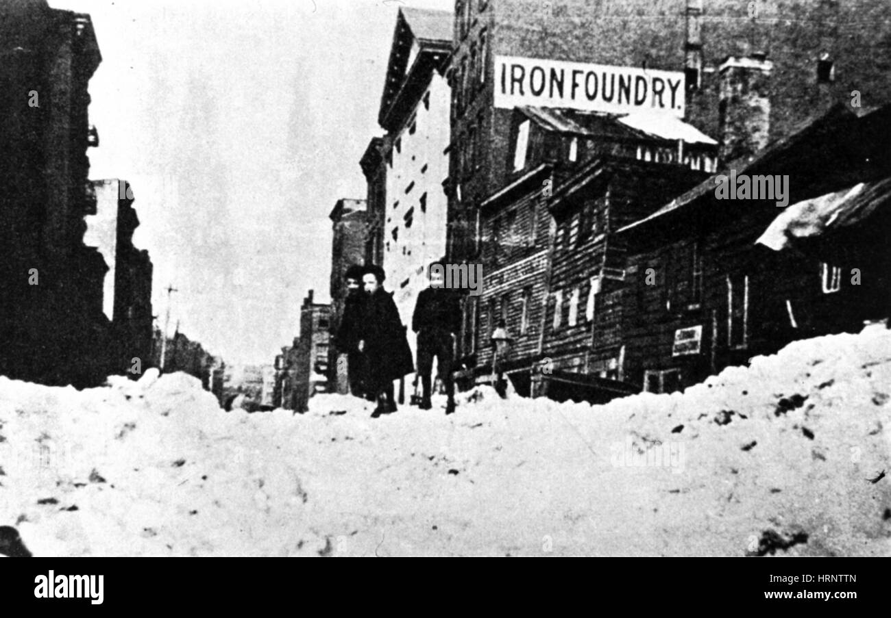New York City, das große Blizzard, 1888 Stockfoto
