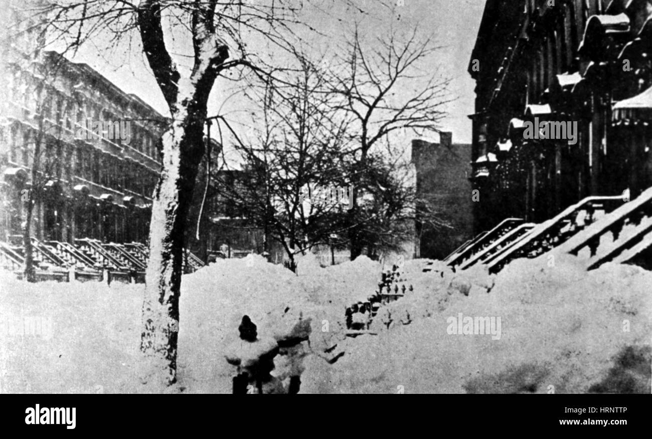 New York City, das große Blizzard, 1888 Stockfoto
