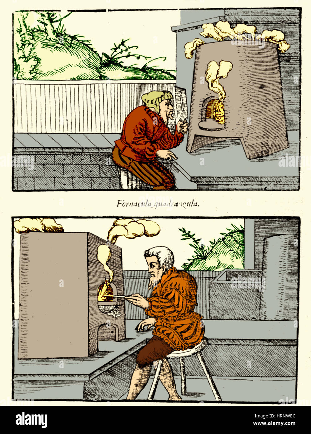 De Re Metallica, Kupellieren Öfen Stockfoto