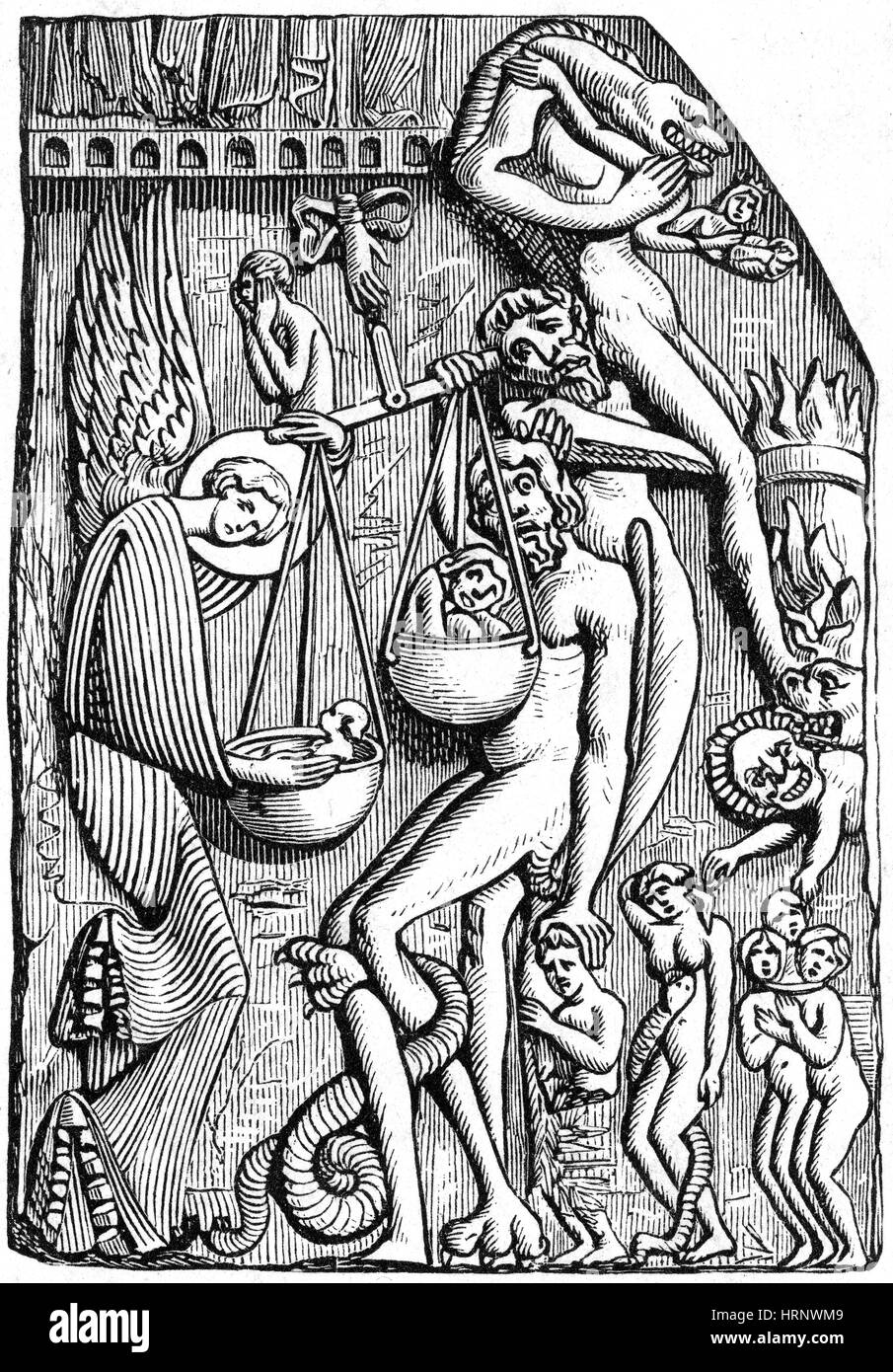 Seelen wog in der Schwebe, 12. Jahrhundert Stockfoto