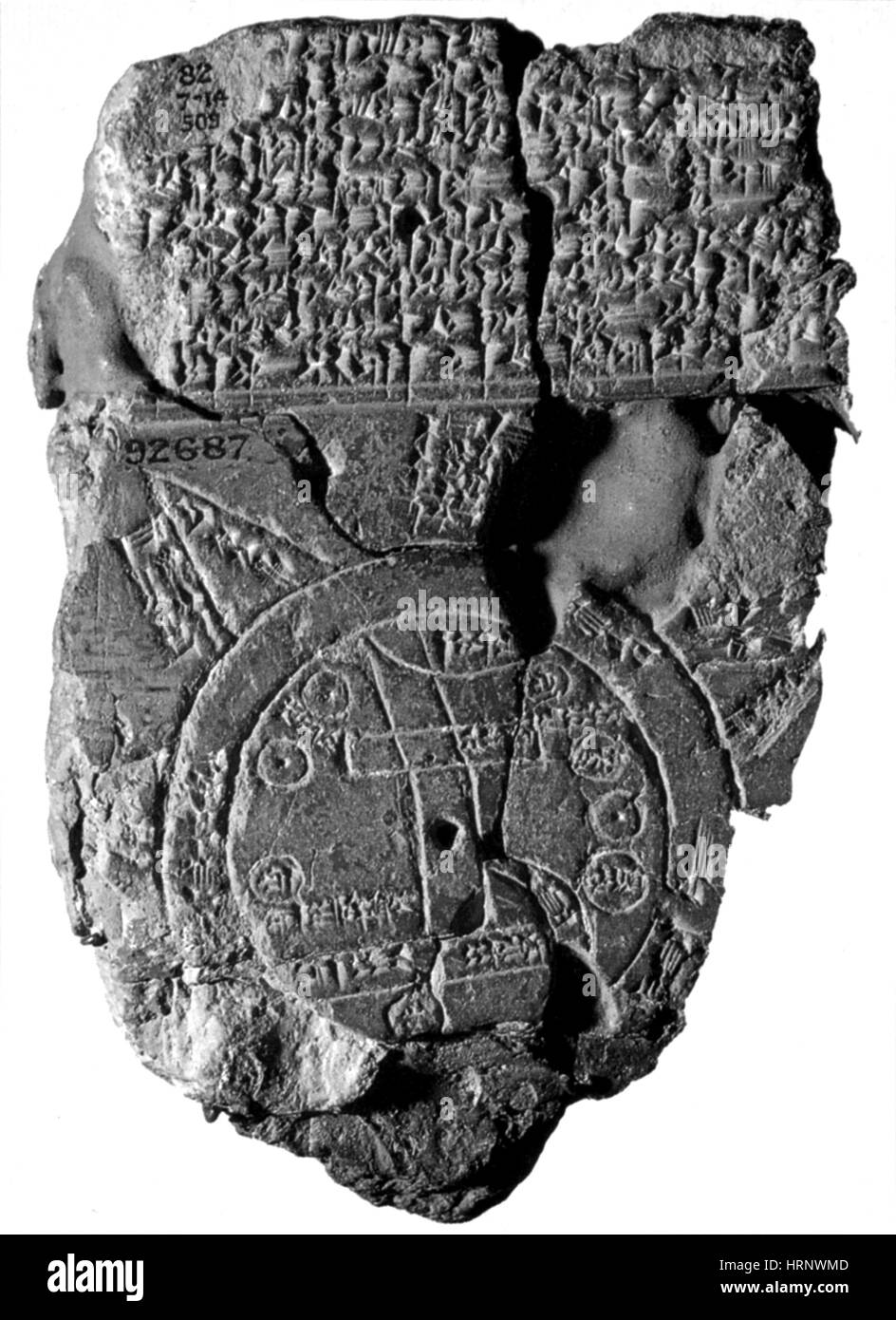 Babylonische Weltkarte, 5. Jahrhundert v. Chr. Stockfoto