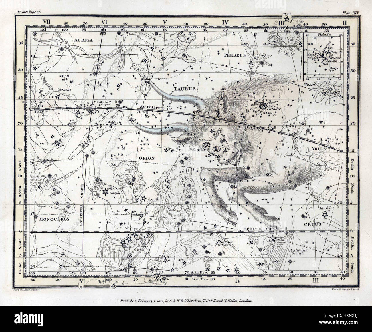 Stier Sternbild, Zodiac, 1822 Stockfoto