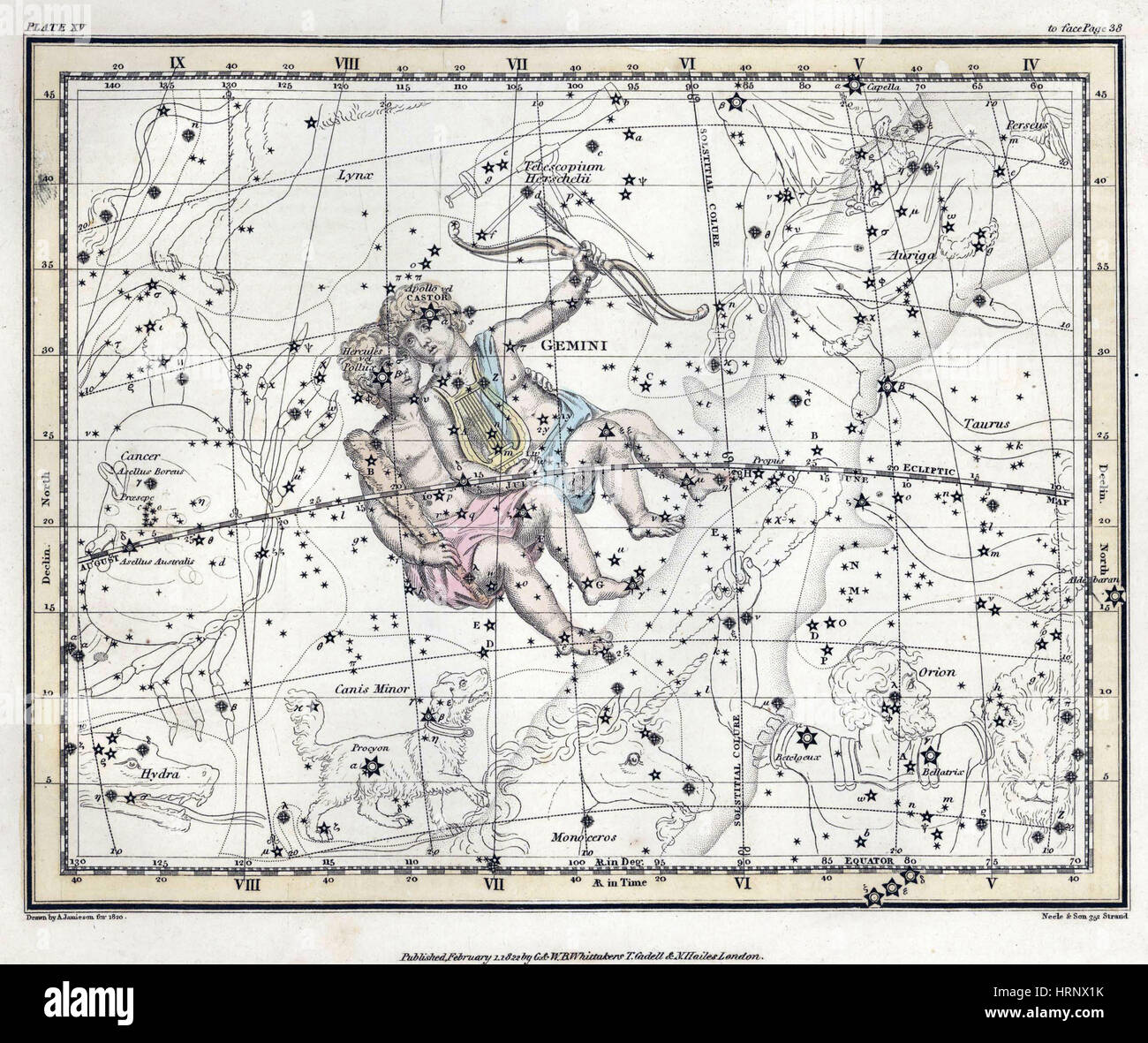 Gemini Konstellation, Zodiac, 1822 Stockfoto