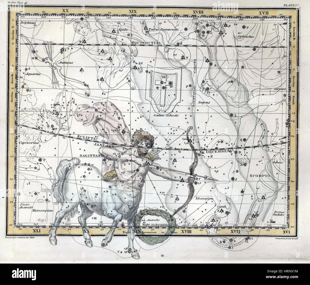 Sternbild Schütze, Sternzeichen, 1822 Stockfoto