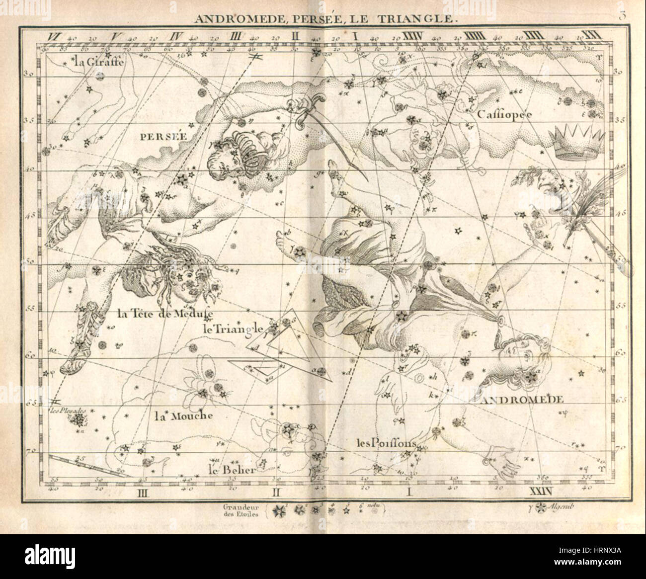Perseus, Andromeda und Triangulum, 1729 Stockfoto