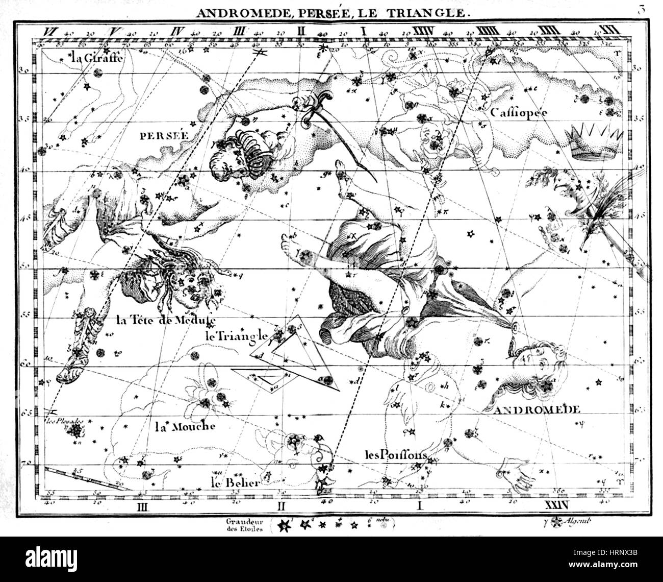 Perseus, Andromeda und Triangulum, 1729 Stockfoto