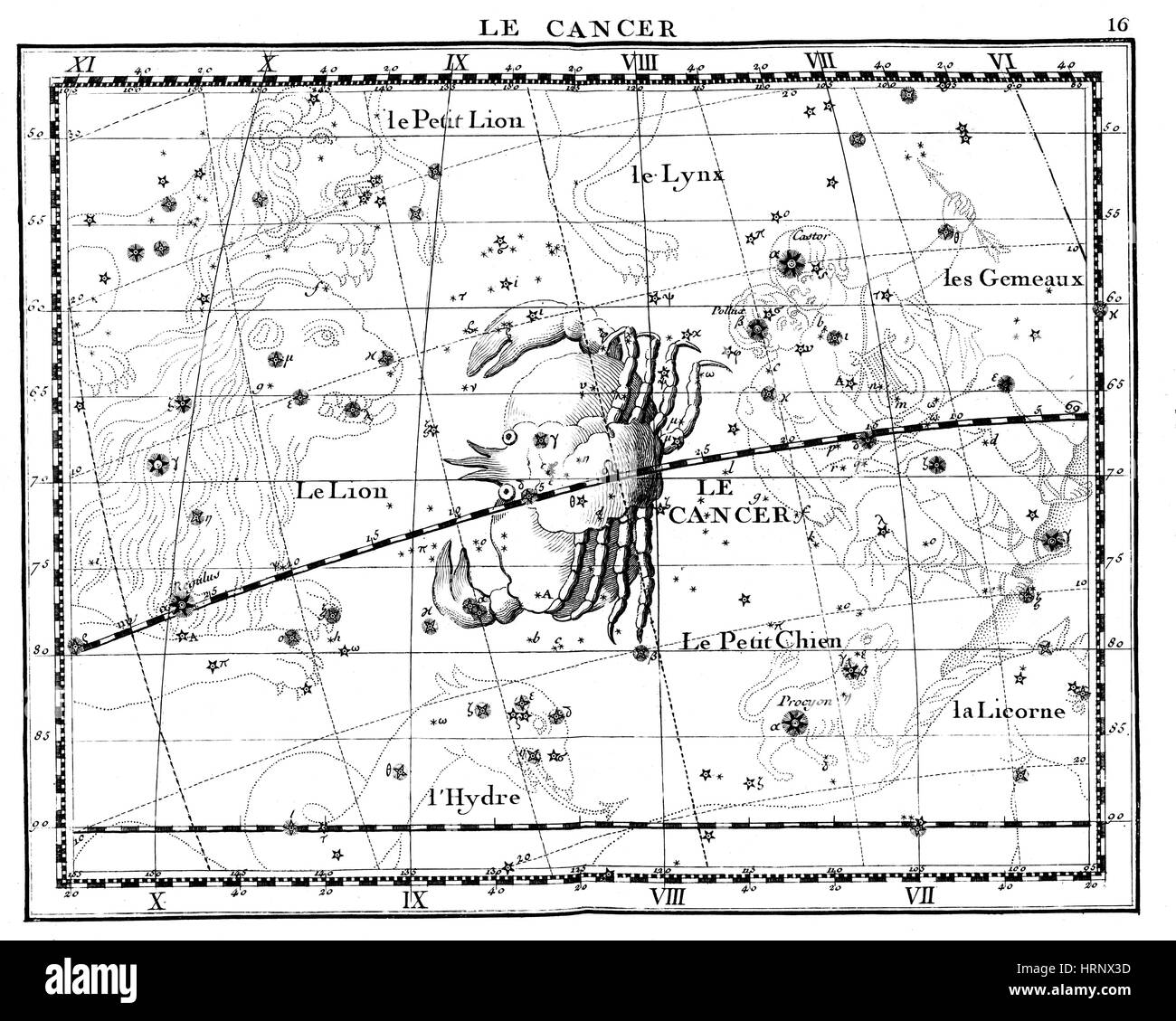 Sternbild Krebs, Sternzeichen, 1729 Stockfoto