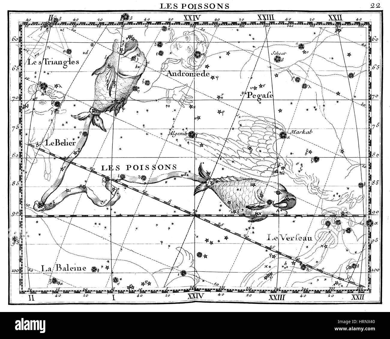 Sternbild Fische, Sternzeichen, 1729 Stockfoto