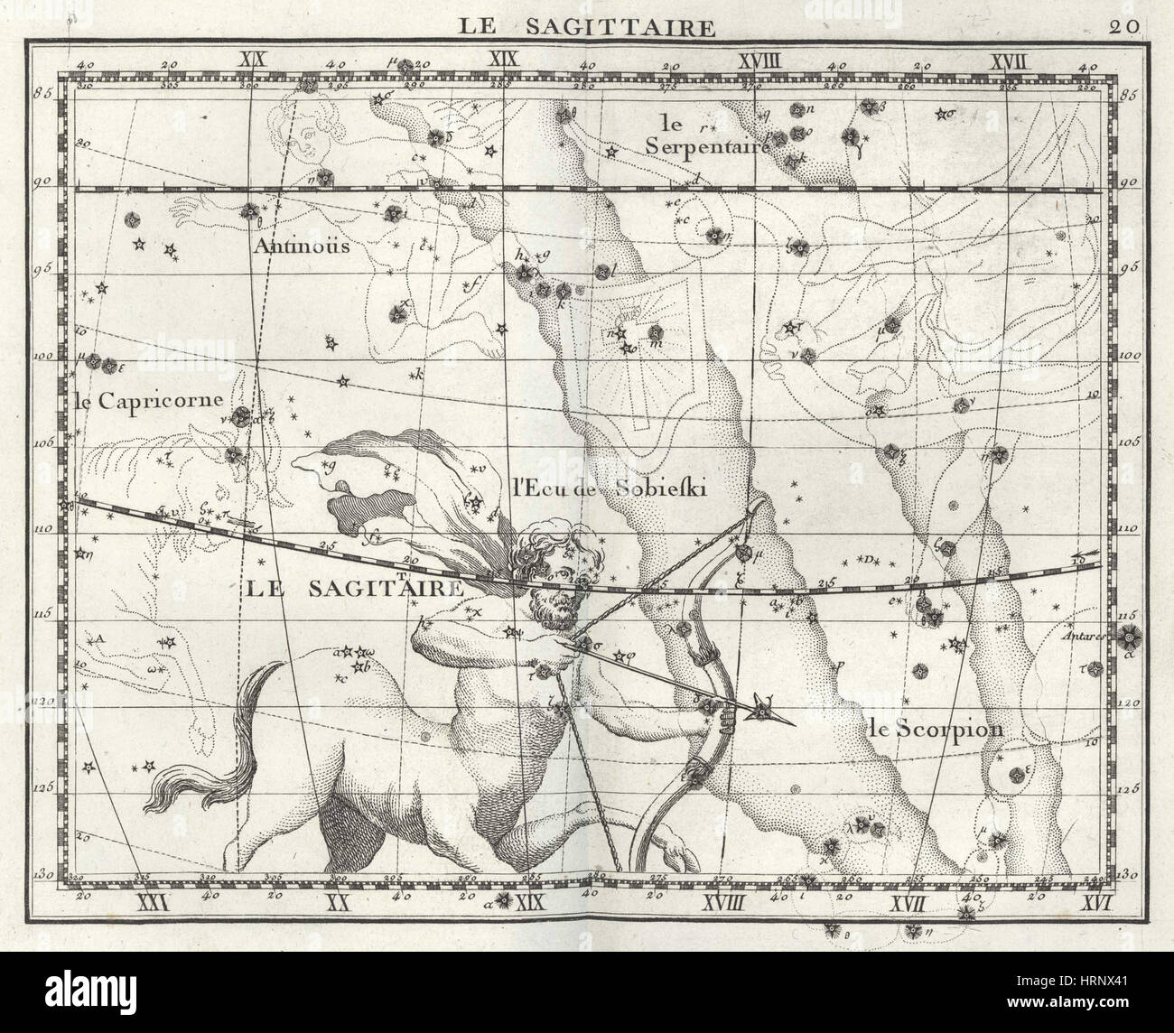Sternbild Schütze, Sternzeichen, 1729 Stockfoto