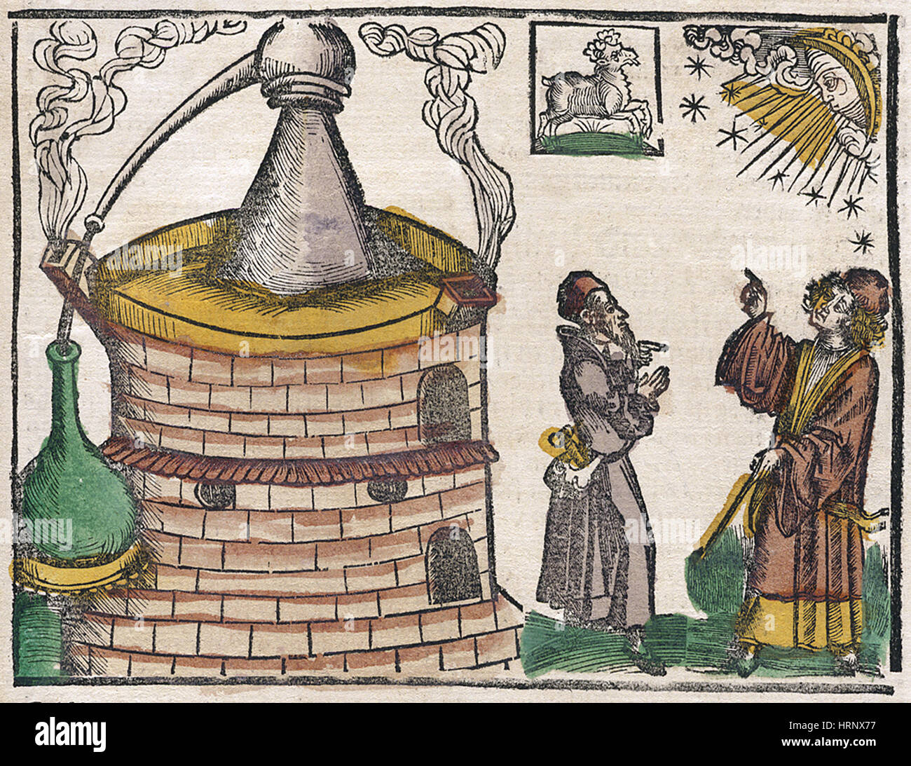 Astrologische Einfluss auf Alchemie, 1512 Stockfoto