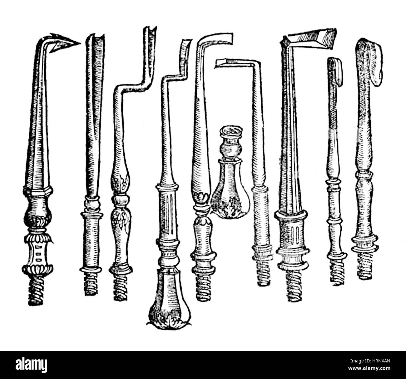 Chirurgische Instrumente, 16. Jahrhundert Stockfoto