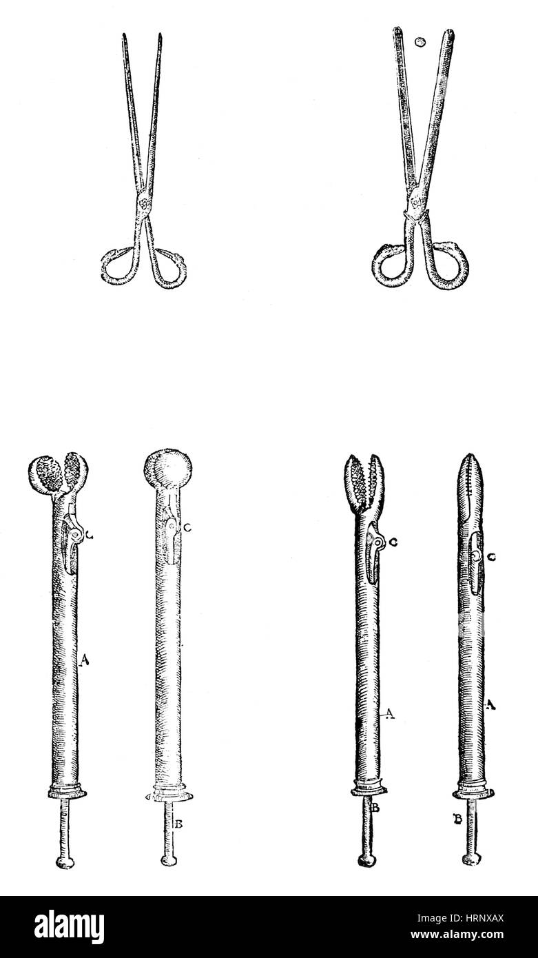 Ambroise Par̩, Bullet Extraktoren, 1585 Stockfoto