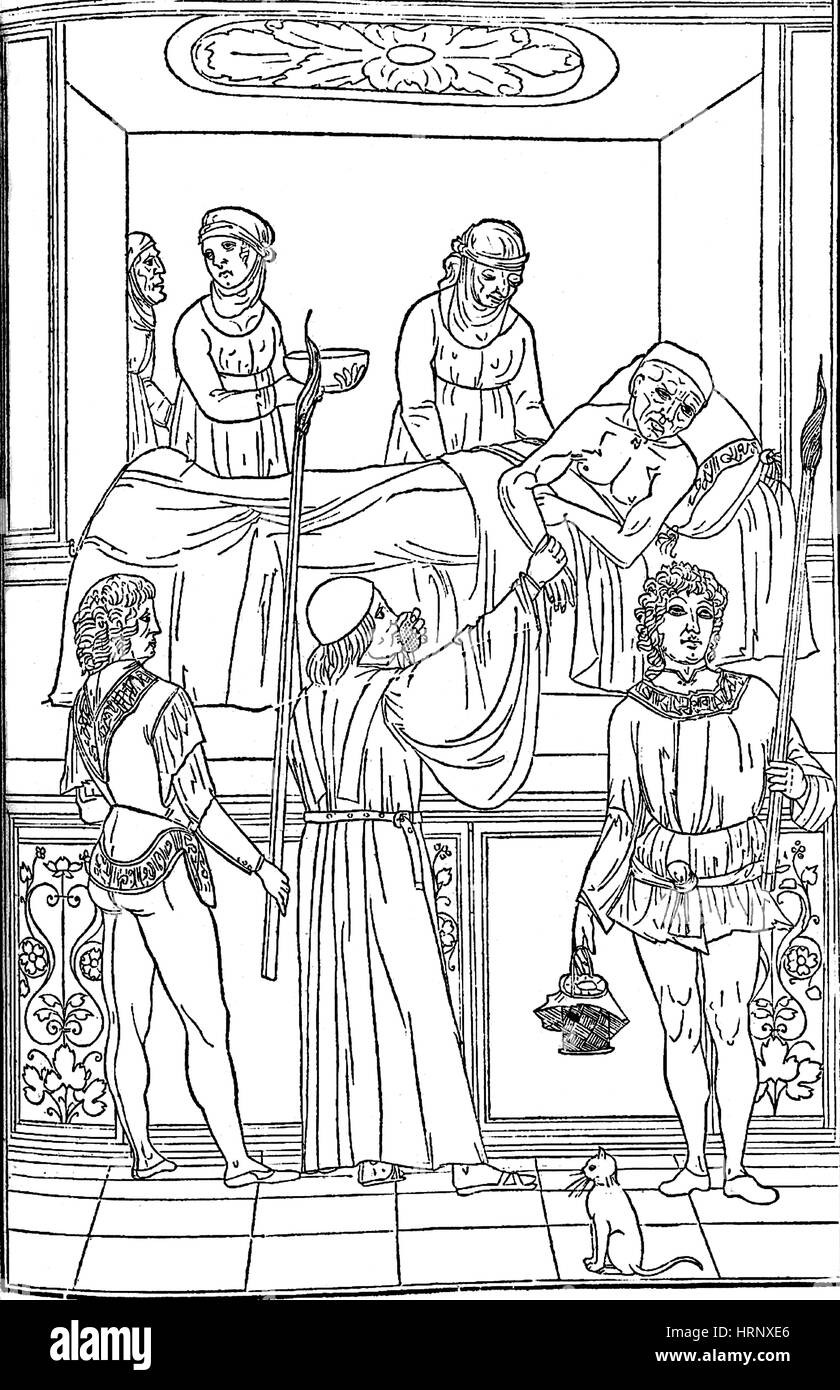 Arzt Besuche Pest Opfer, 1491 Stockfoto