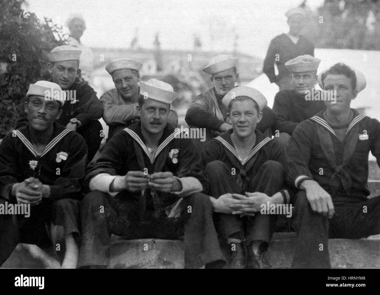 WWI, amerikanische Rote Kreuz Marinelazarett Patienten Stockfoto