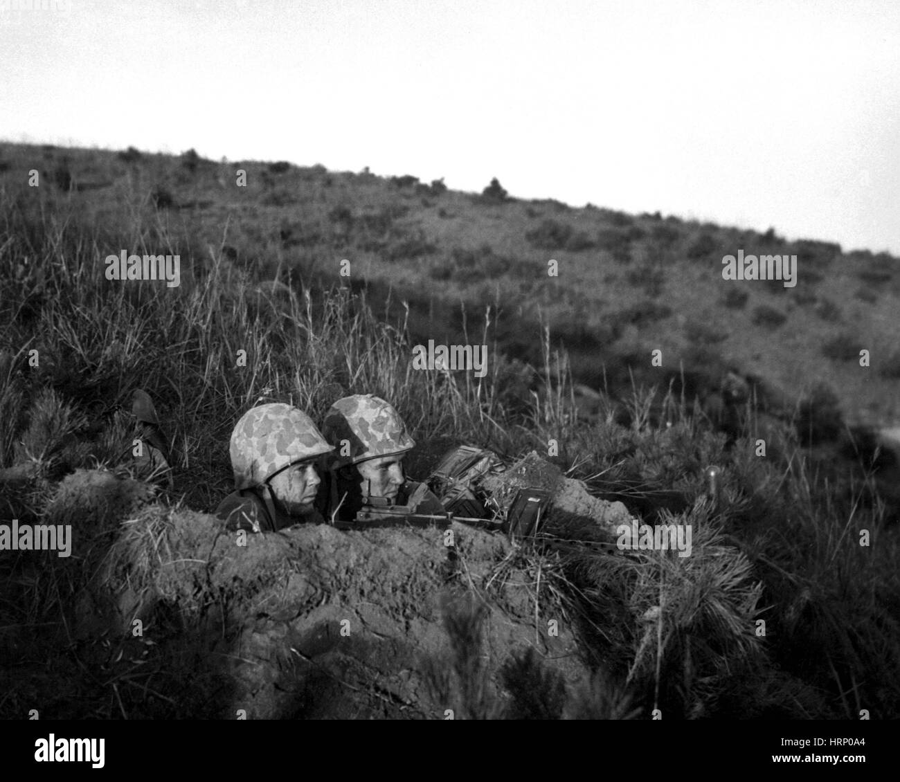 Korea-Krieg, Marine Maschinengewehr Crew, 1950 Stockfoto