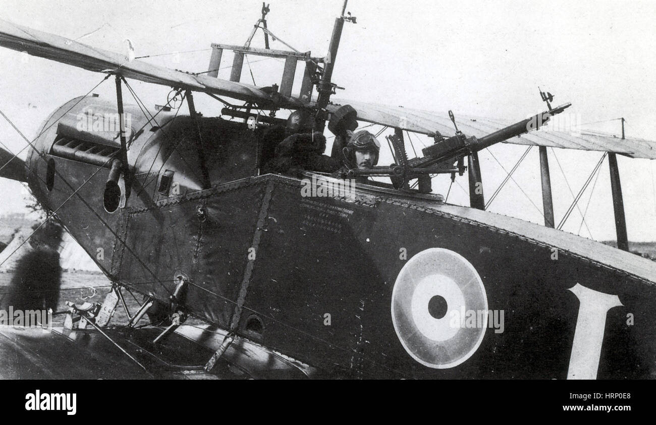 WWI, Bristol Fighter mit Lewis-Maschinengewehr, 1918 Stockfoto