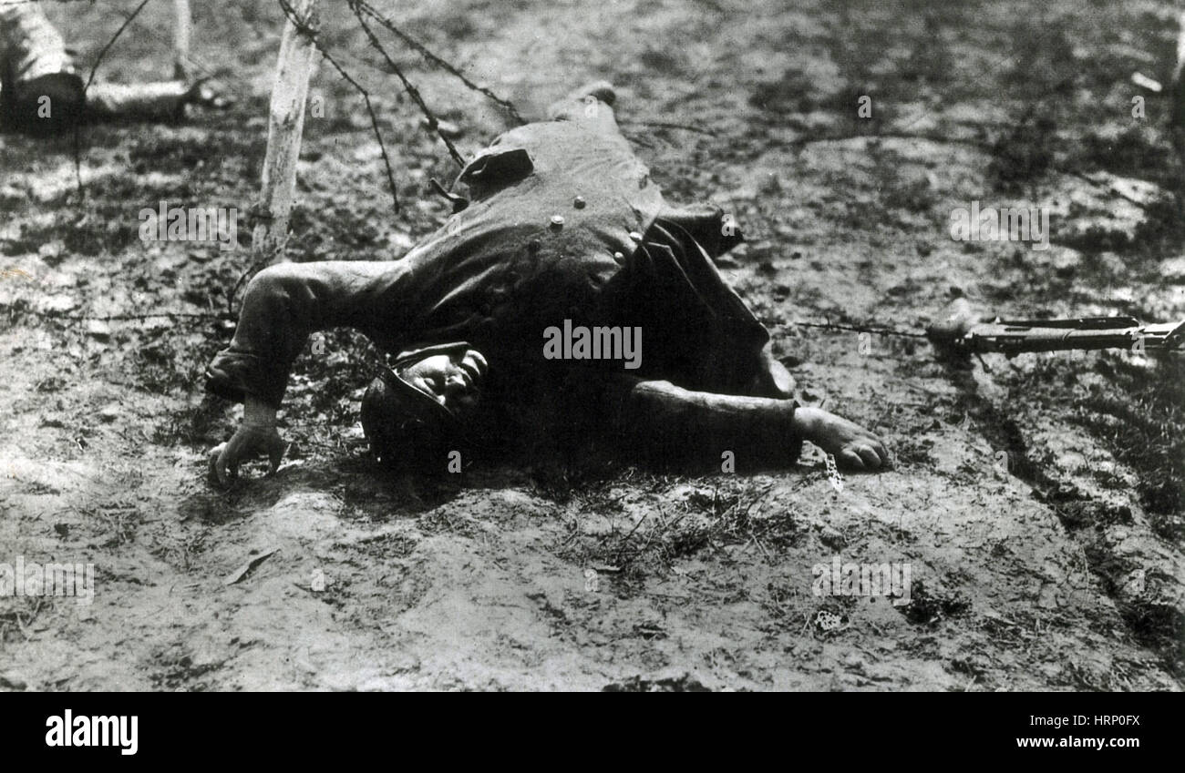 WWI, tot französischer Soldat Stockfoto