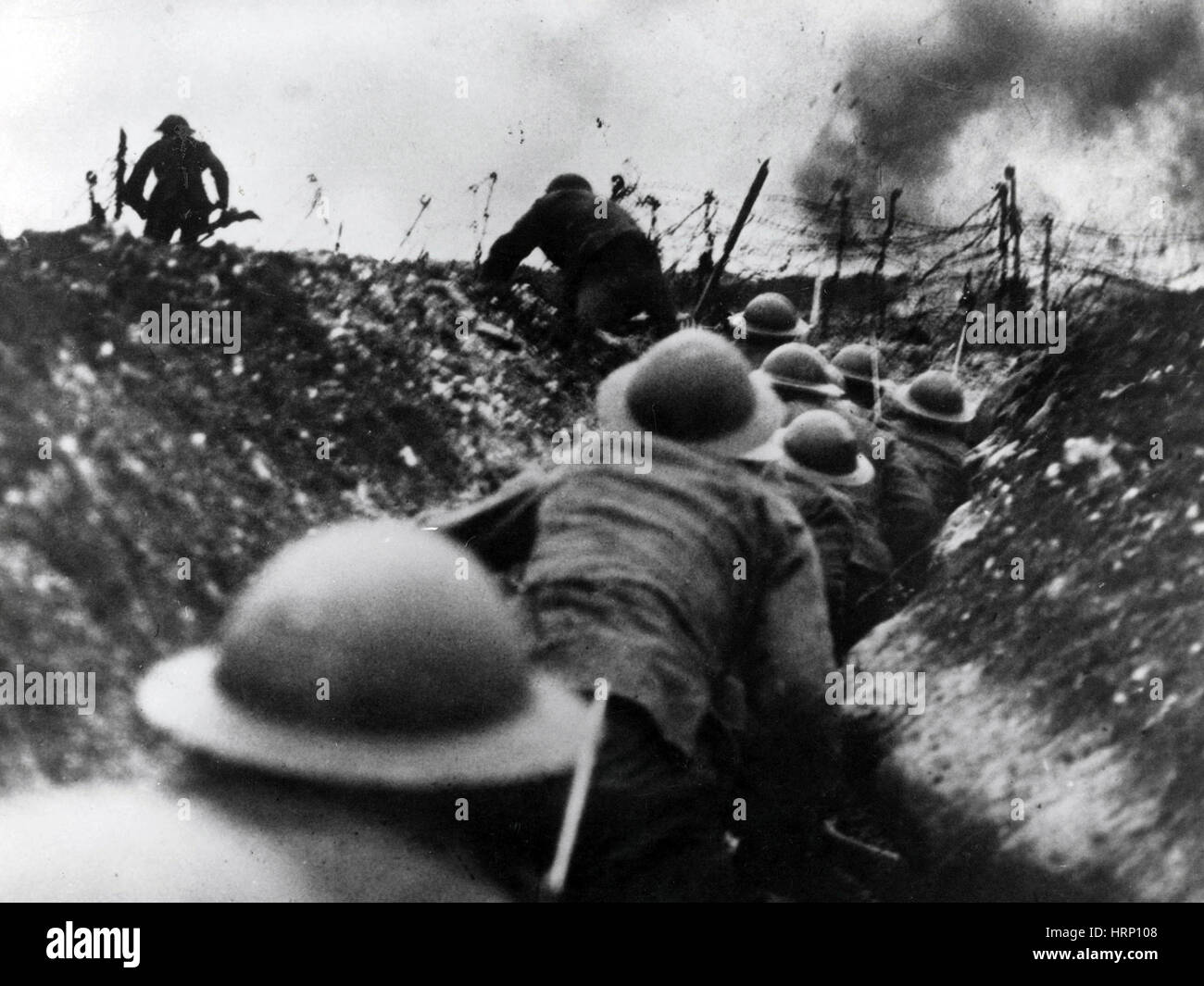 WWI, Over the Top, Grabenkämpfe Stockfoto