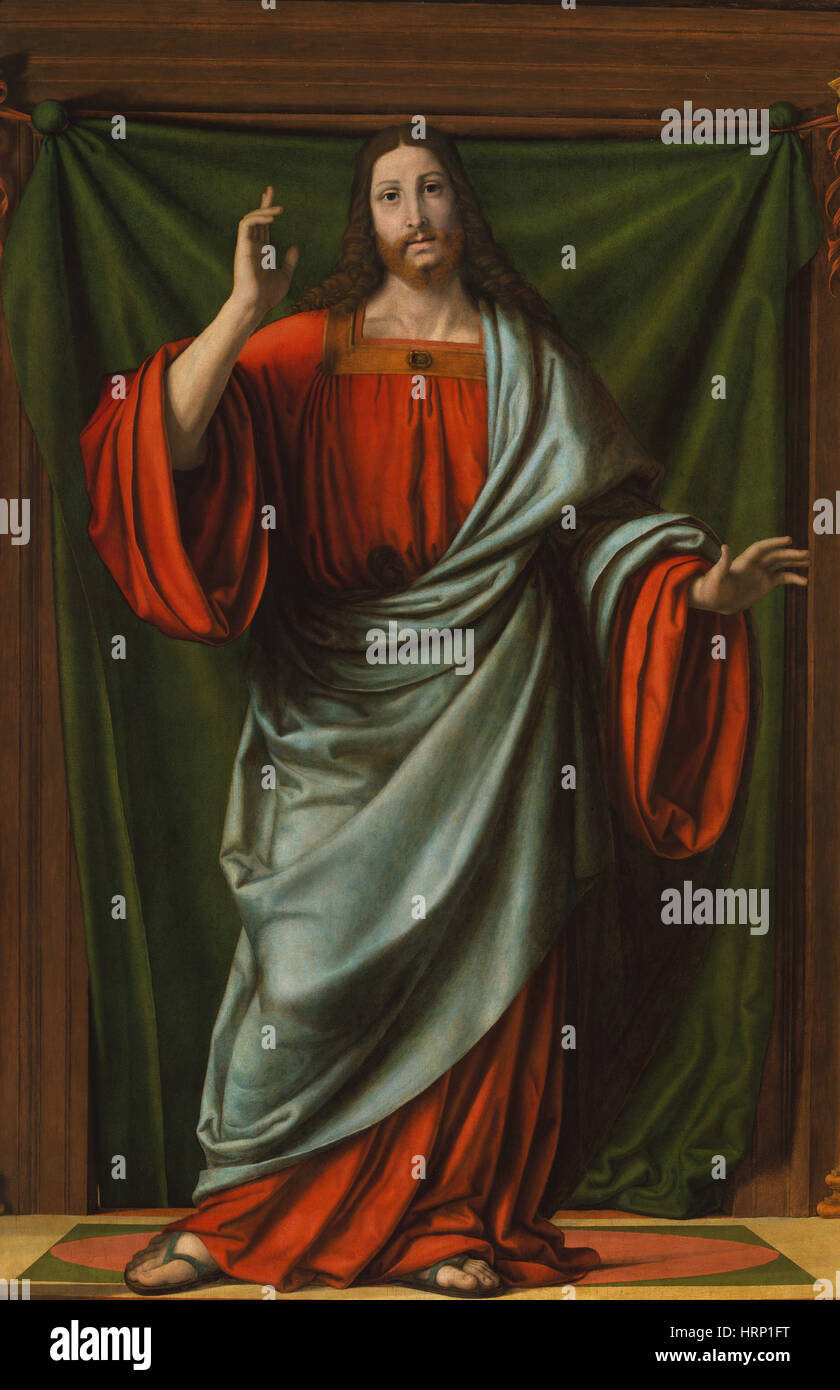 Christus segnet von Andrea Solario Stockfoto